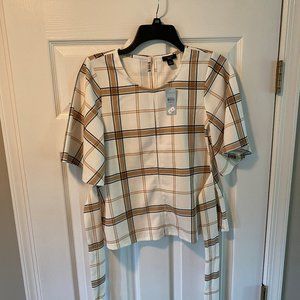 Brand New Ann Taylor Factory Checkered Blouse - Extra Small Petite (XSP)